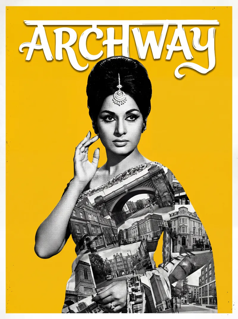 Archway Bollywood-style poster — London tube station wall art print