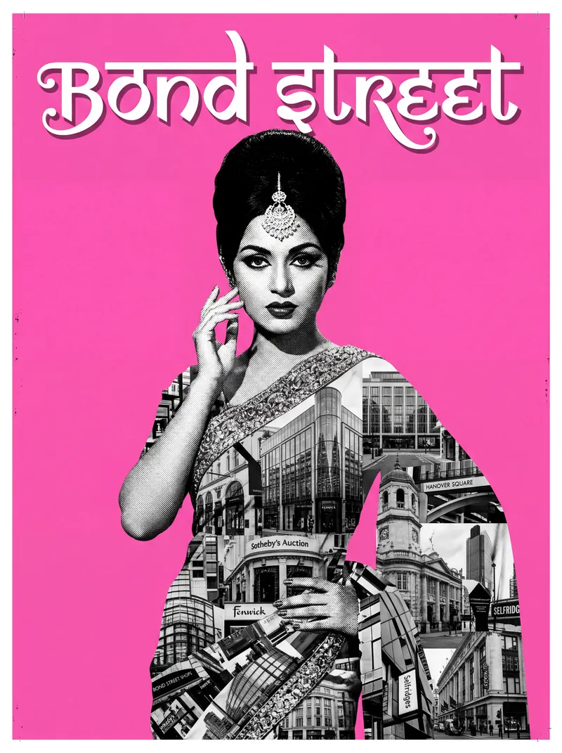 Bond Street Bollywood-style poster — London tube station wall art print
