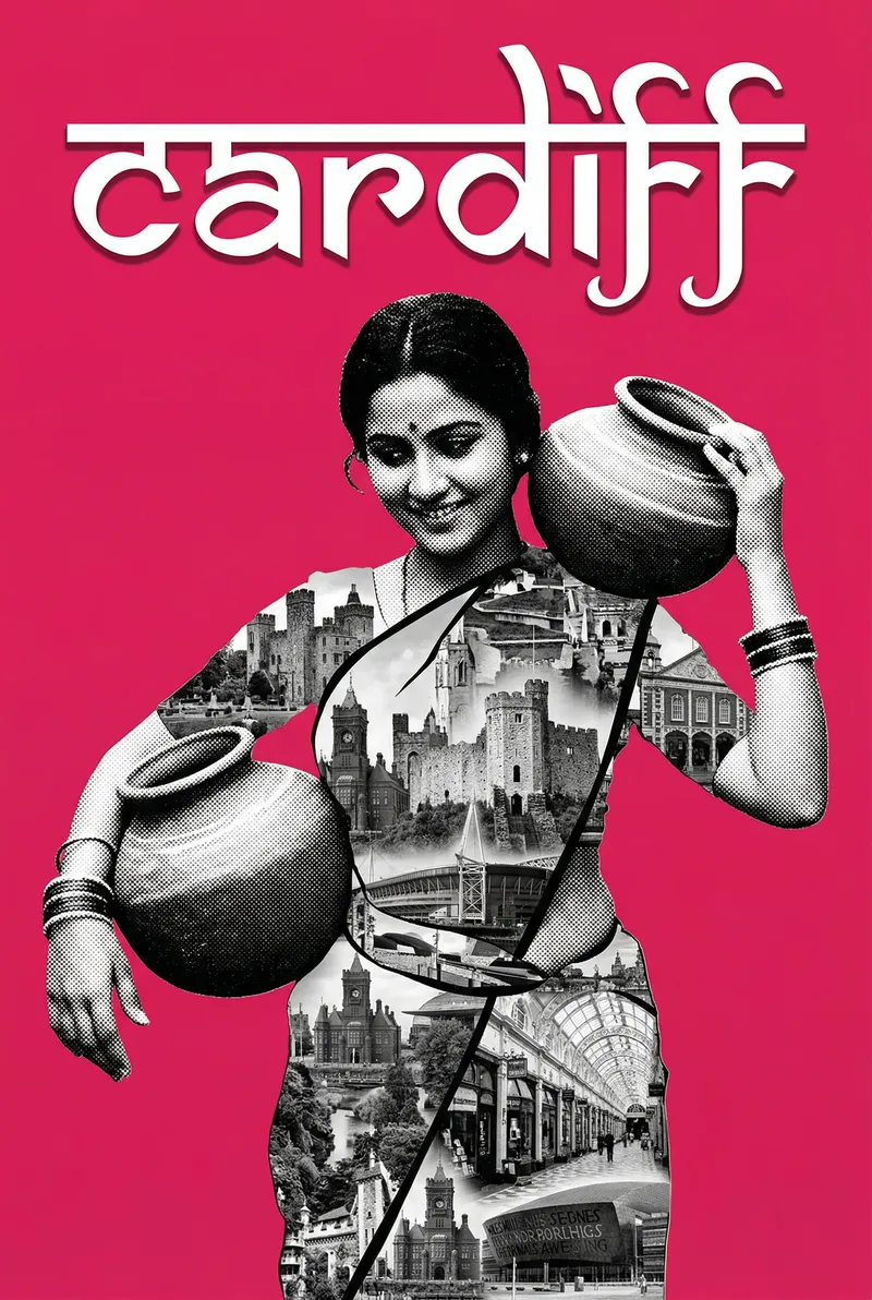 Cardiff Bollywood-style poster — UK wall art print