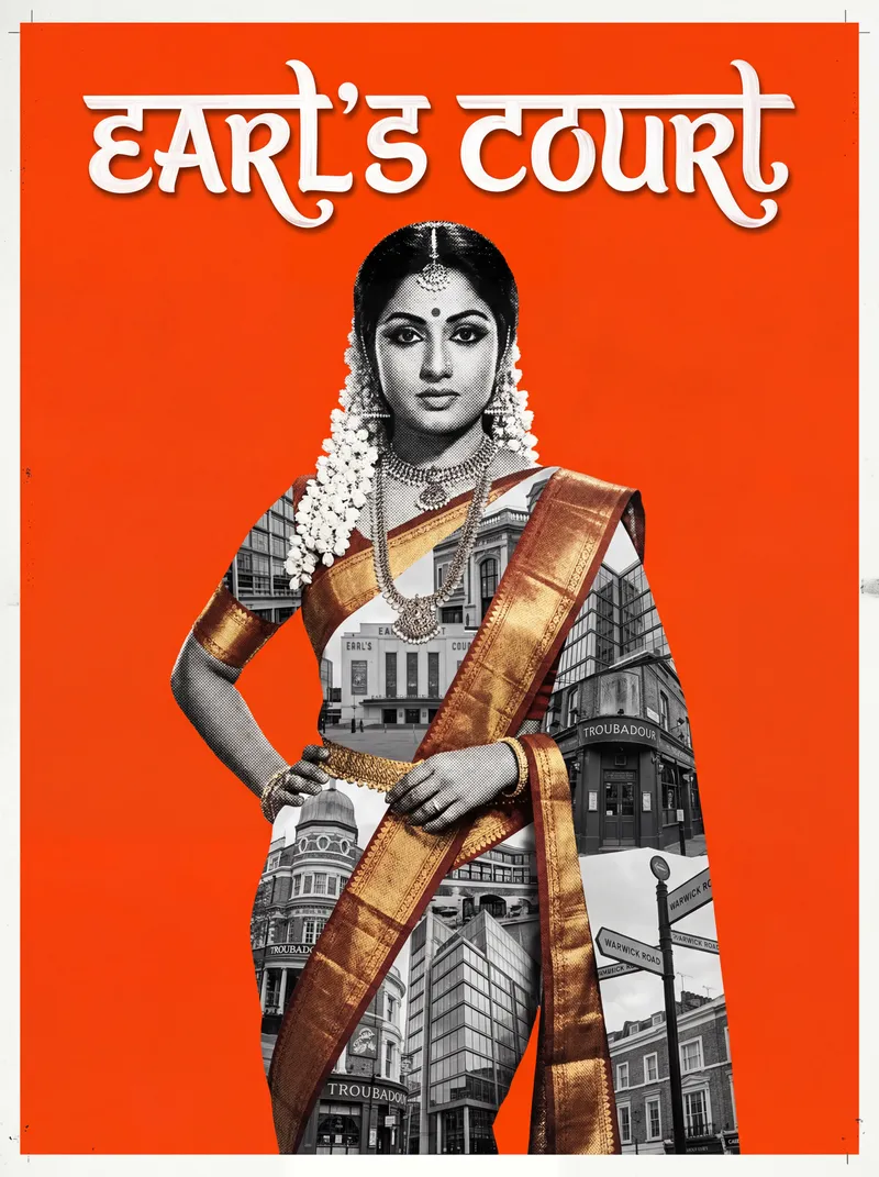 Earl's Court Bollywood-style poster — London tube station wall art print
