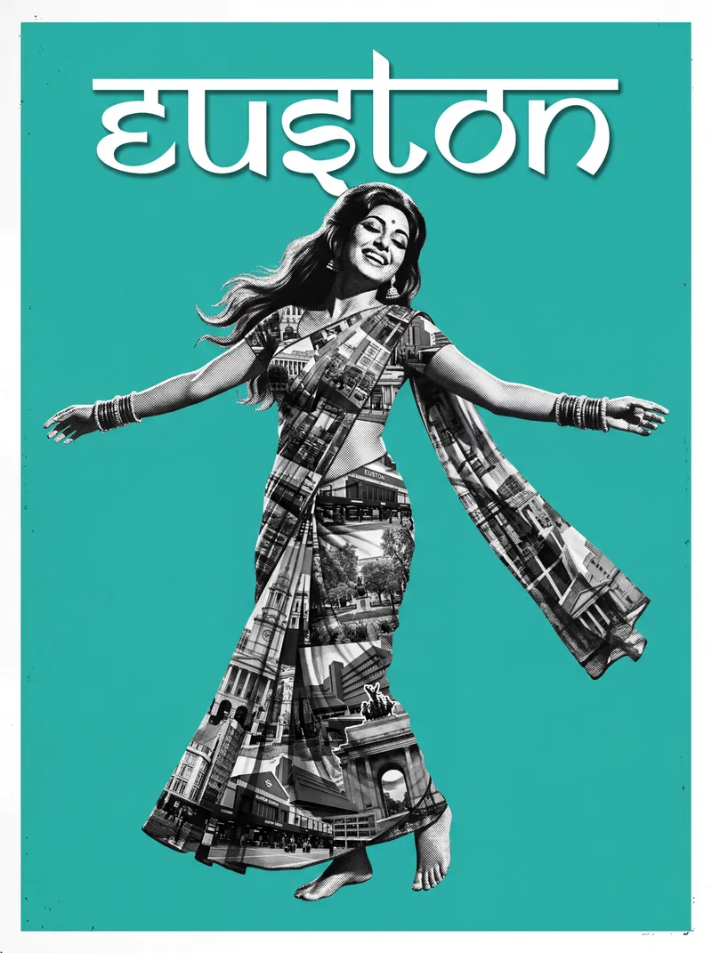 Euston Bollywood-style poster — London tube station wall art print