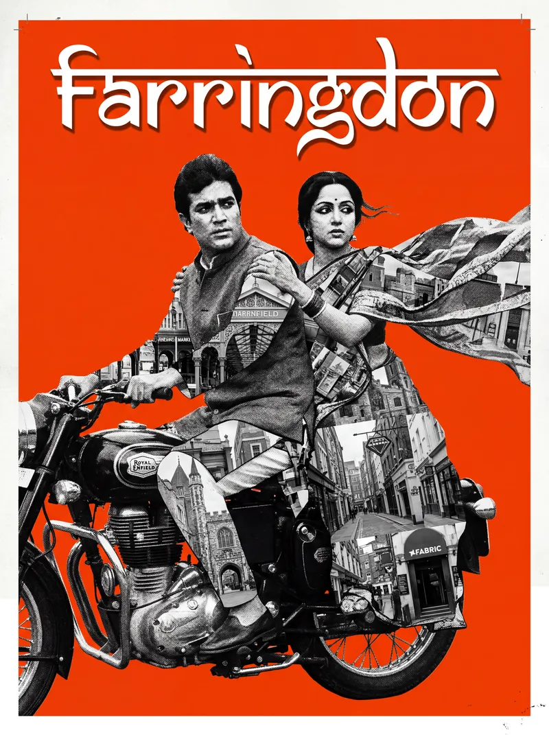 Farringdon Bollywood-style poster — London tube station wall art print