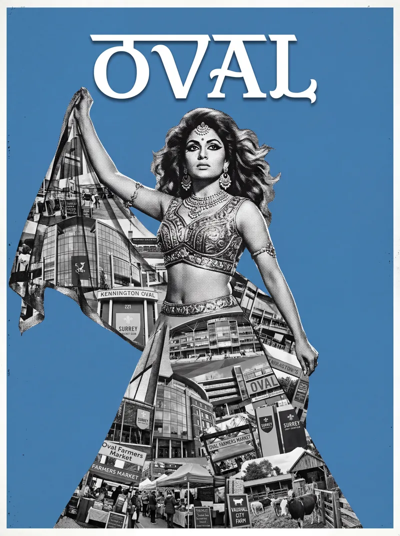Oval Bollywood-style poster — London tube station wall art print