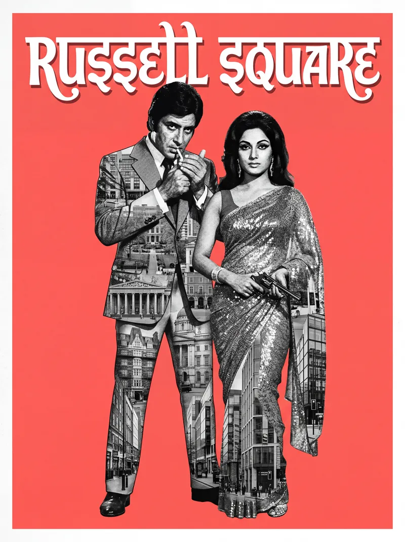 Russell Square Bollywood-style poster — London tube station wall art print