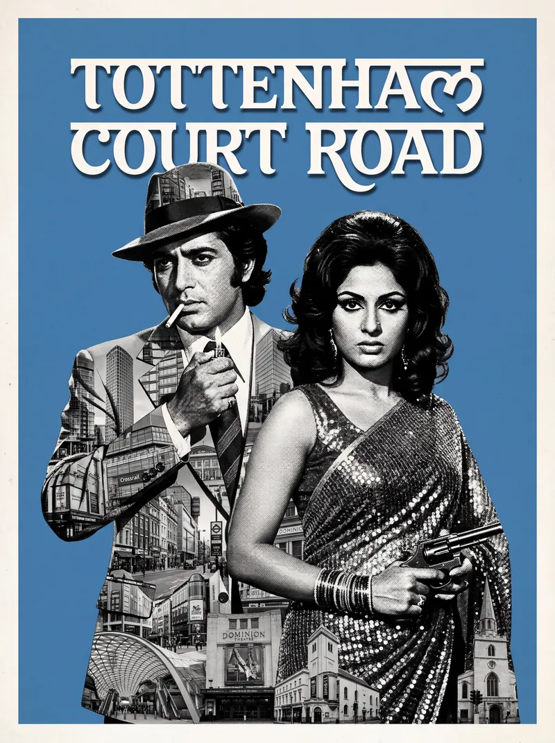 Tottenham Court Road Bollywood-style poster — London tube station wall art print